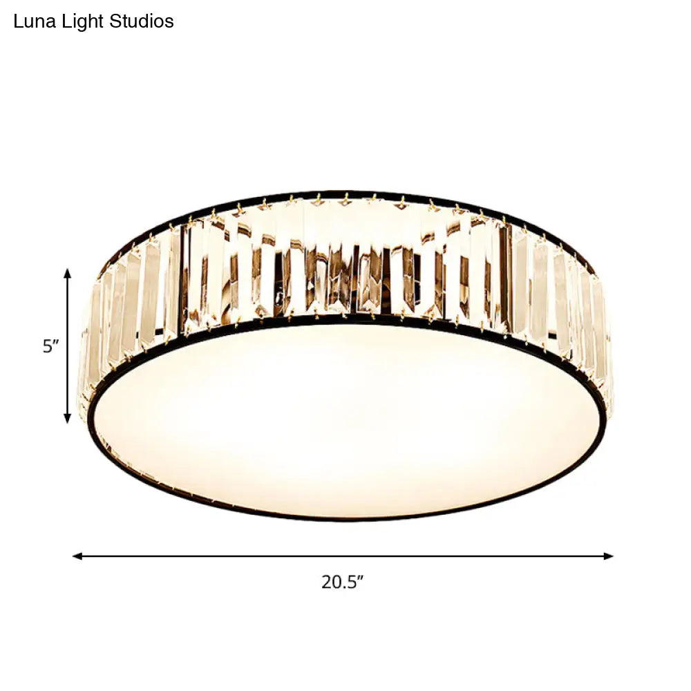 Black/Bronze Drum Flush Mount Crystal Ceiling Light - Elegant 3/4/5-Light Lamp For Bedroom
