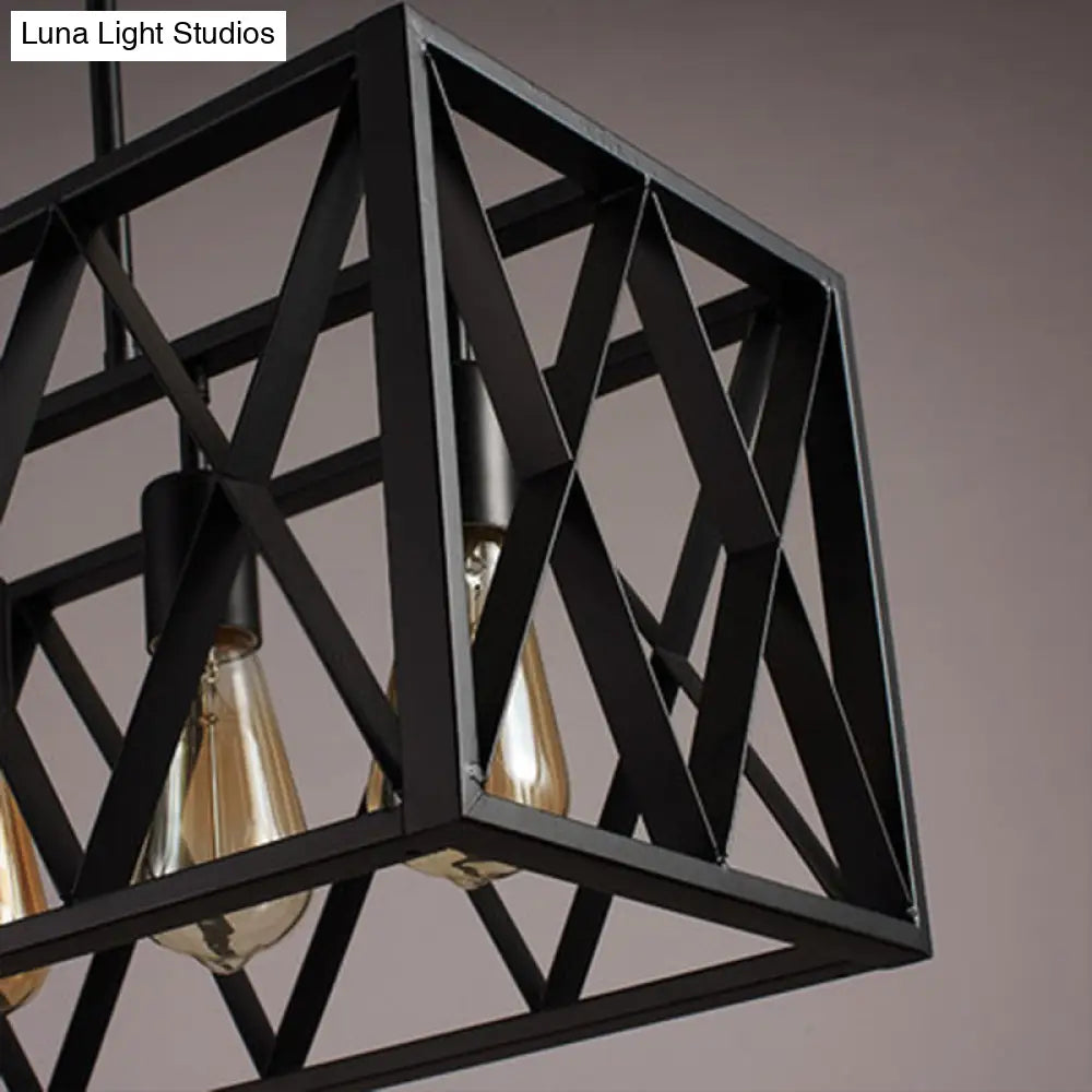 Black Metal Suspension Pendant Light For Dining Room And Warehouse