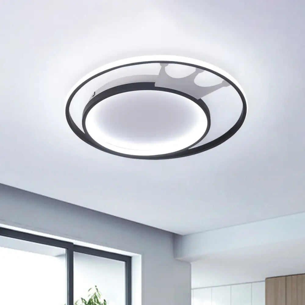 Cartoon Crown Led Flush Mount Lamp: Acrylic Ceiling Light For Living Room - White Warm/White /