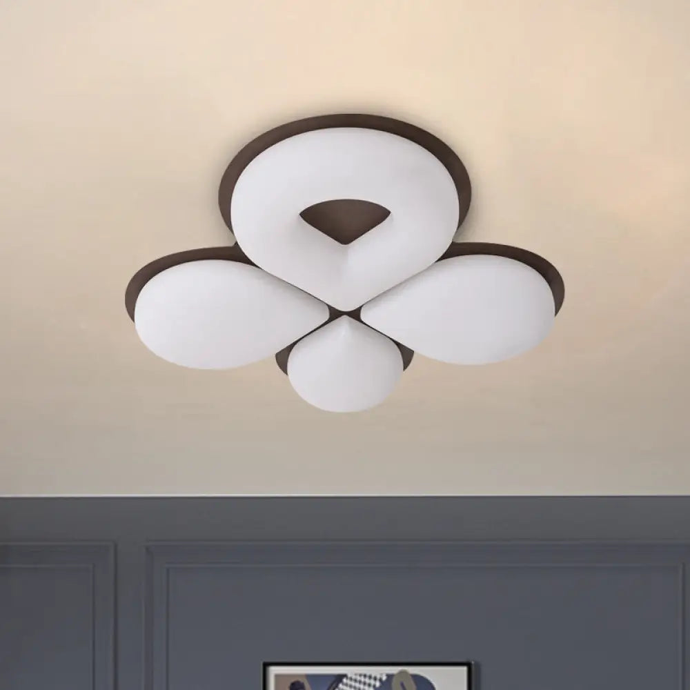 Children’s Bedroom Led Flush Mount Light Fixture In Grey/White/Coffee - Cute Flower Design Coffee