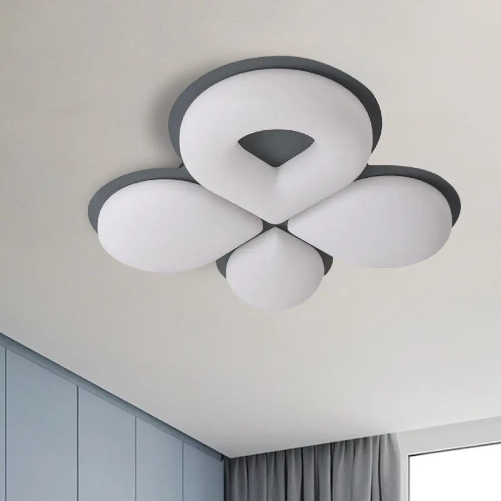 Children’s Bedroom Led Flush Mount Light Fixture In Grey/White/Coffee - Cute Flower Design Grey