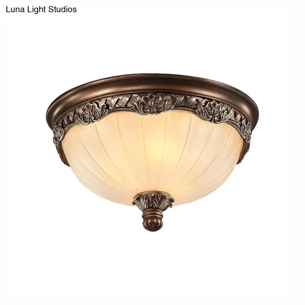 Classic Black Flush Ceiling Light With Frosted Glass Shade - 3 Lights 14’/18’ Wide