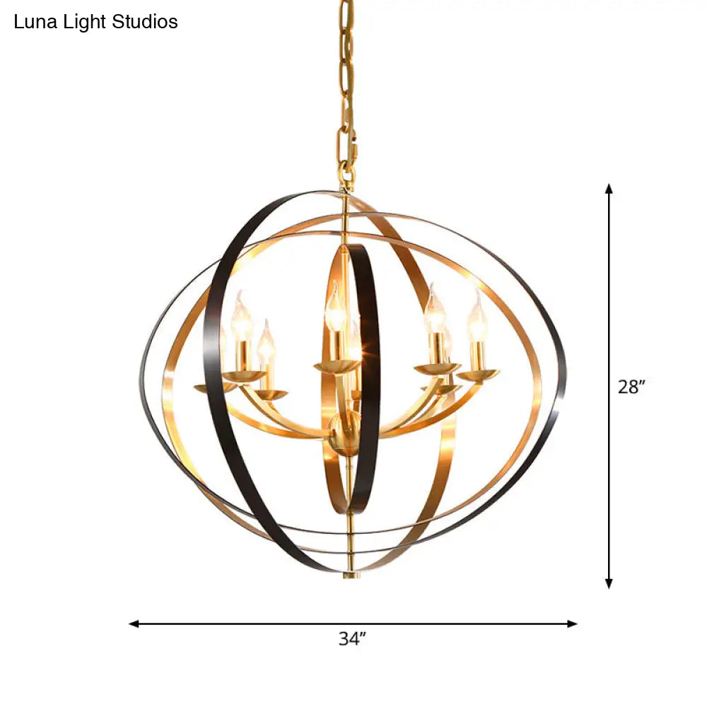 Classic Gold Pendant Chandelier - 8-Light Metal Hanging Light For Living Room