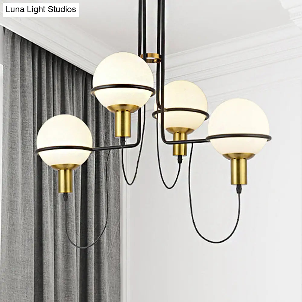 Contemporary 2/4 Light Gold Hanging Pendant Chandelier with Clear Glass Shade