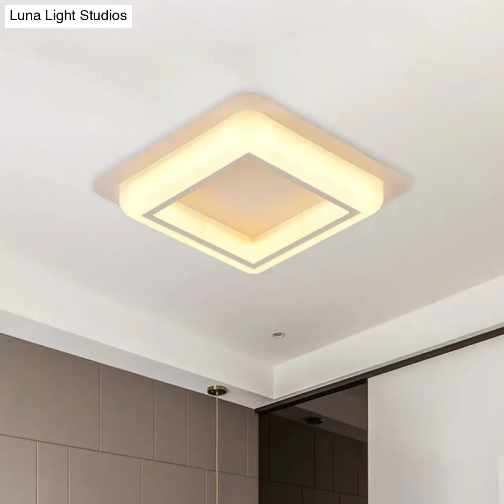 Contemporary Acrylic Led Flush Light For Bedroom - Square Ceiling Mount In White/Black/Grey