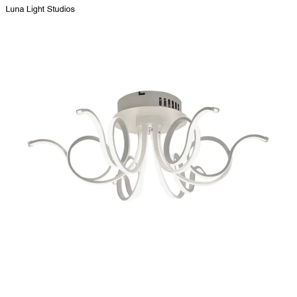 Contemporary Acrylic Octopus Flush Mount Light Fixture – 3/6/8 Led Lights For Living Room Ceiling