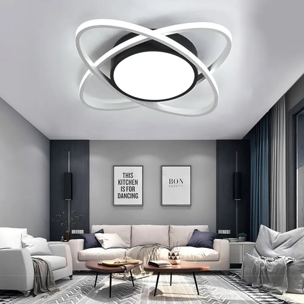 Contemporary Black Acrylic Flush Ceiling Light - Led Lamp For Study Room / White