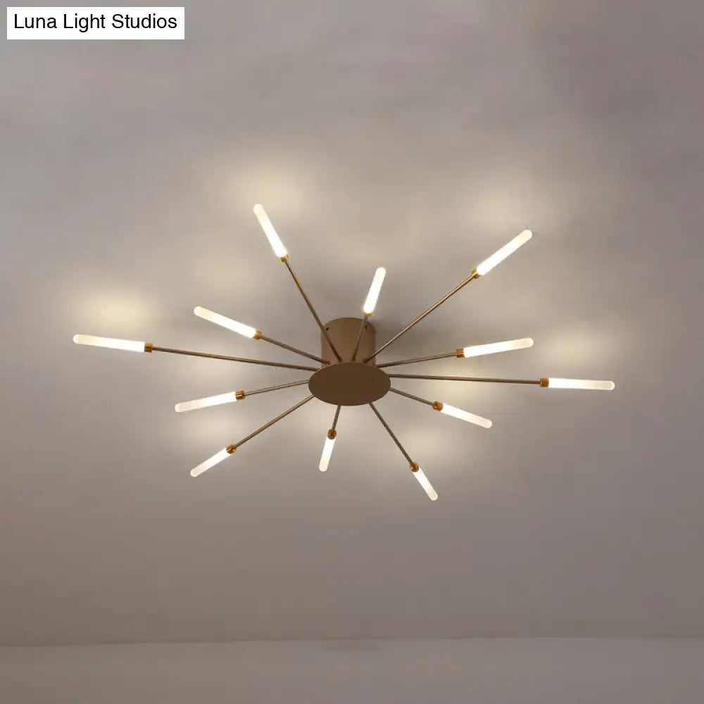 Contemporary Black/Gold Ceiling Light Fixture With Acrylic Led For Bedroom - Semi Flush Mounted
