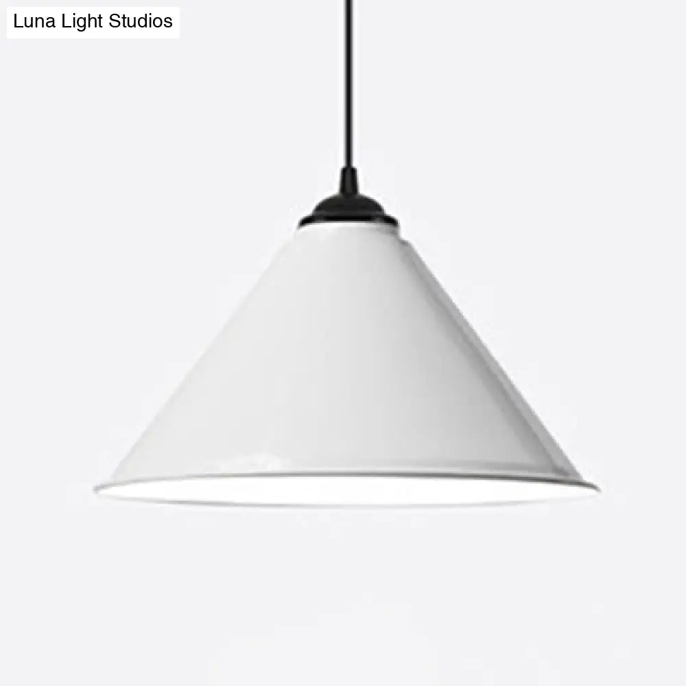 Contemporary 12/16 Inch Wide Cone Metal Suspension Lamp: Elegant 1-Bulb Hanging Light For Dining
