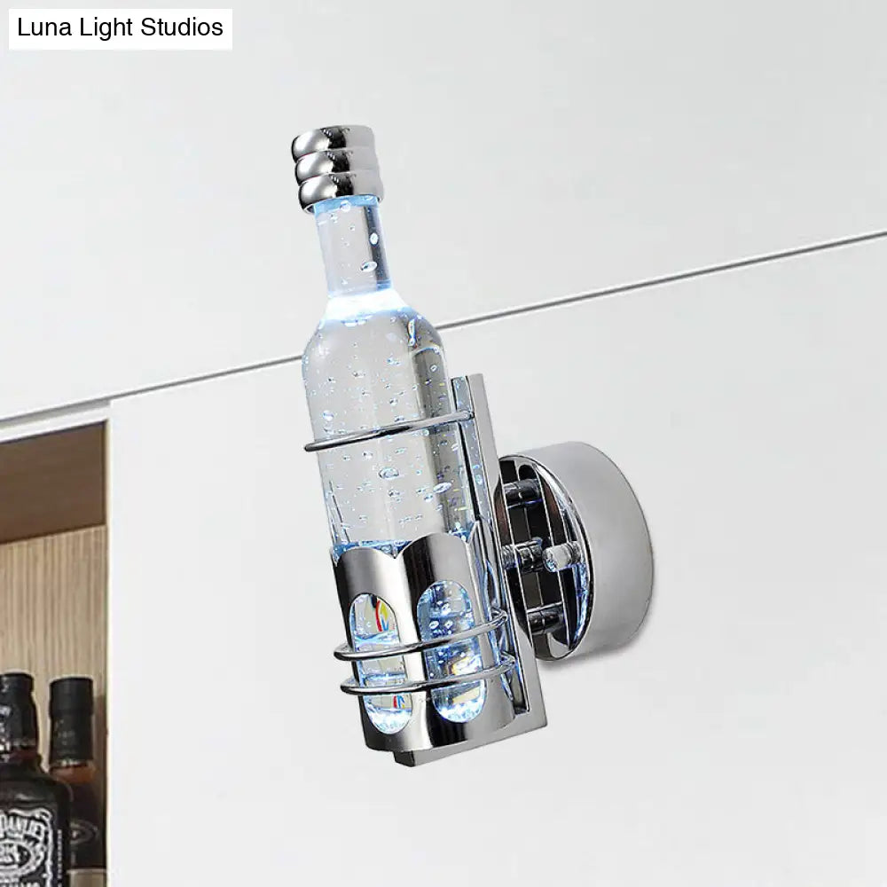 Contemporary Crystal Wall Lamp With Bottle Shape In Multi Color Light Ideal For Bars And Cafes