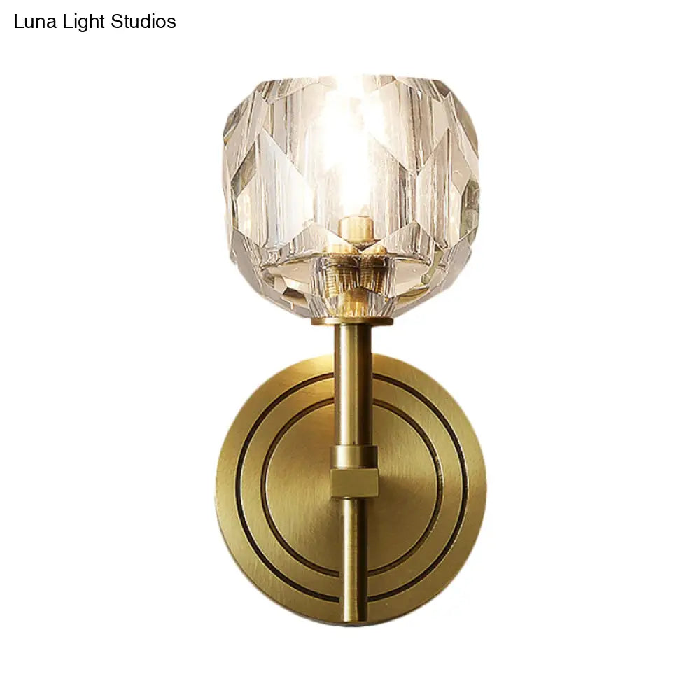 Contemporary Gold Wall Sconce With Clear Bevel Cut Glass - Elegant Lighting Solution
