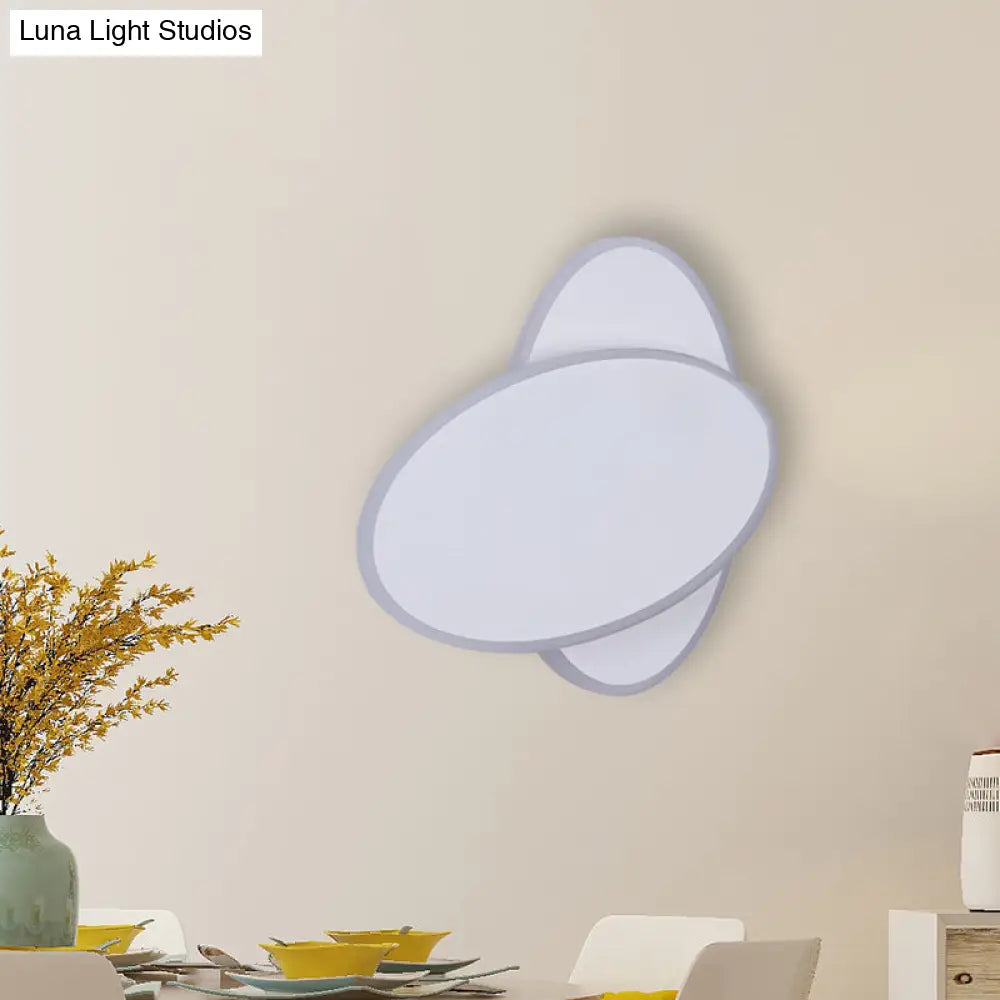 Contemporary Led Double Oval Wall Sconce Light With Acrylic Shade In White/Black Finish - Warm/White