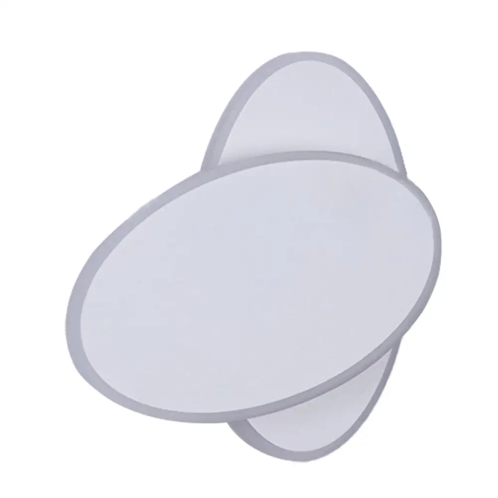 Contemporary Led Double Oval Wall Sconce Light With Acrylic Shade In White/Black Finish - Warm/White