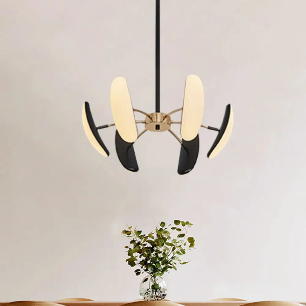 Contemporary Rotatable Oval Chandelier Acrylic 4/6 Heads Black Ceiling Pendant for Dining Room 18’’/21.5’’ Wide Black