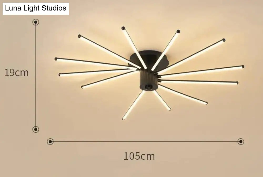 Contemporary Simple Creative Living Room Led Revolving Fireworks Ceiling Black 12 Warm Light