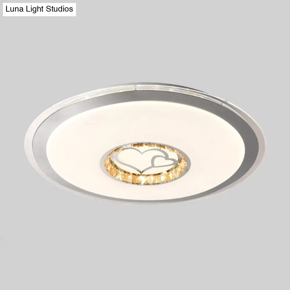 Contemporary White Crystal Led Ceiling Light For Sleeping Room With Stunning Heart/Moon/Star Designs