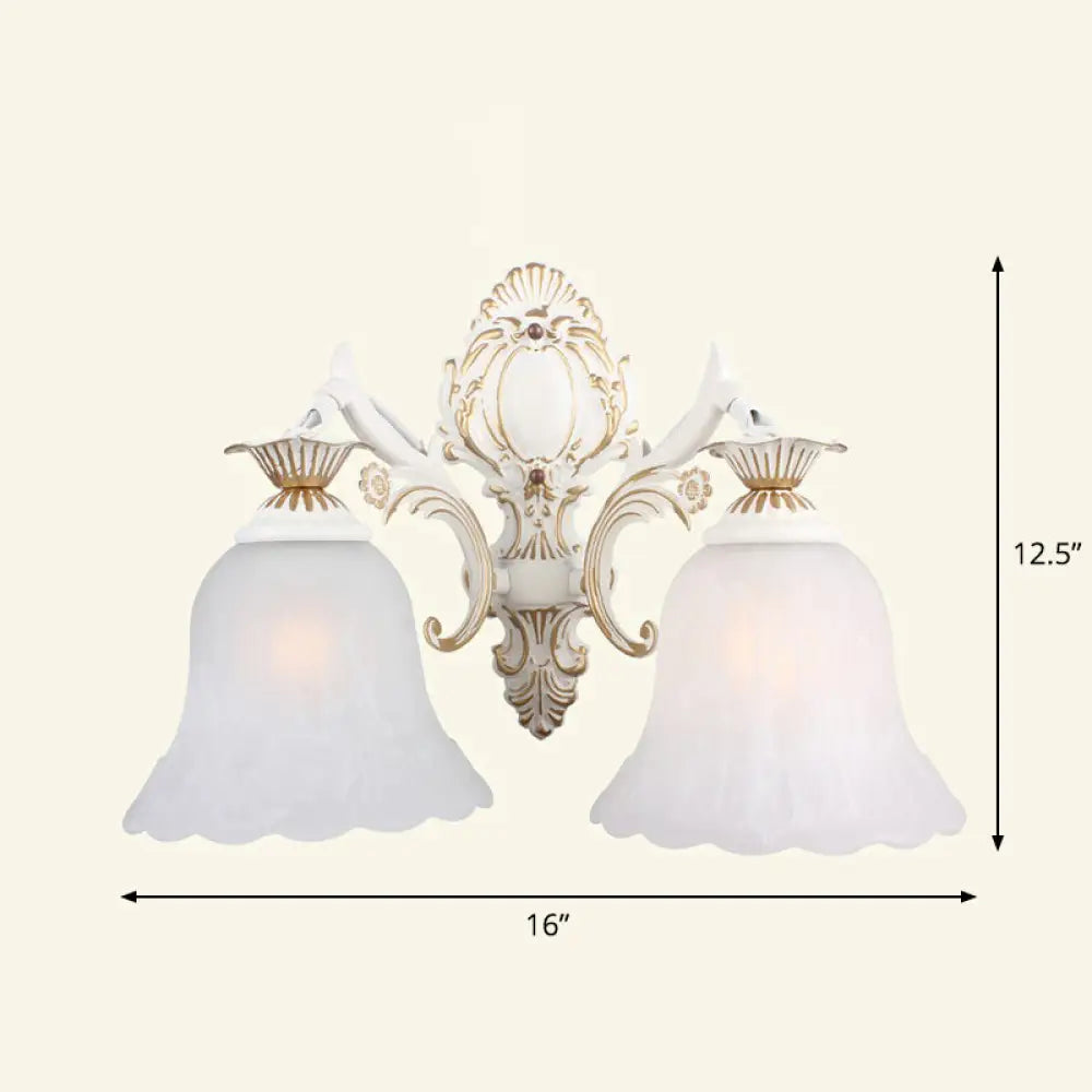 Country Style Frosted Glass Wall Lamp - Hallway Sconce Lighting Fixture 2 / Beige Saucer