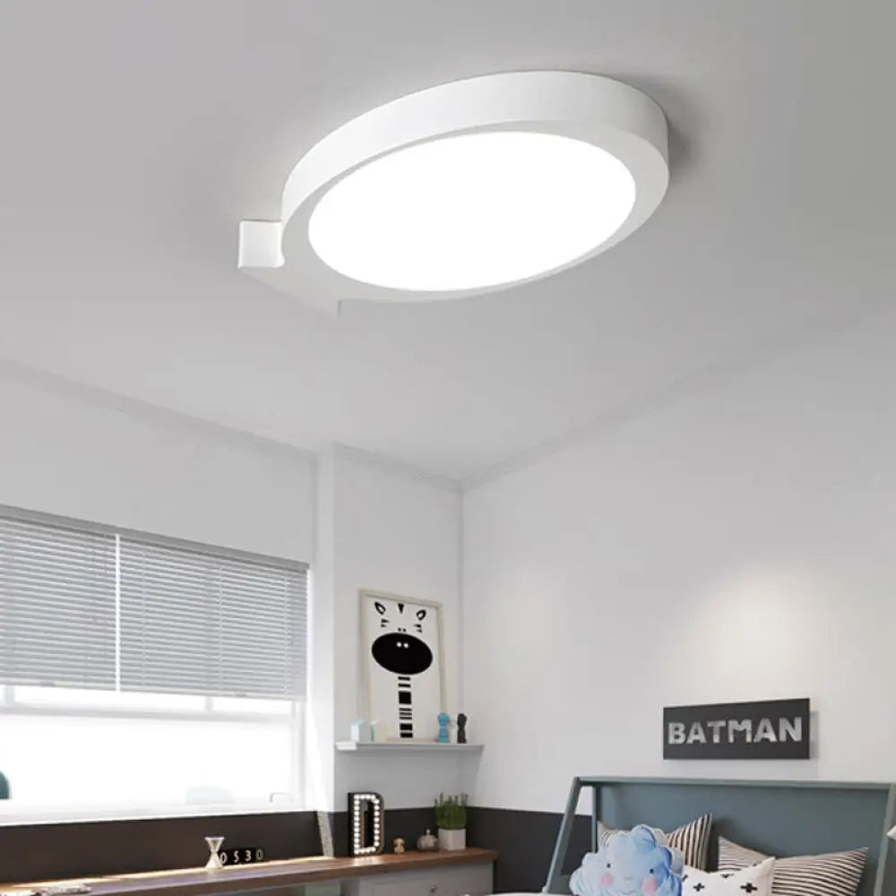 Creative Led Fish Flushmount Ceiling Lamp For Kindergarten Bathrooms - Acrylic Oval Design White /