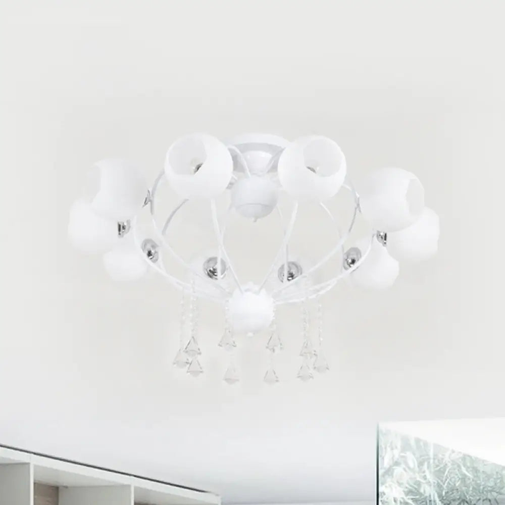 Crystal Drop Globe Ceiling Light Fixture With Rustic Metal And Multiple Heads For Living Room 10 /