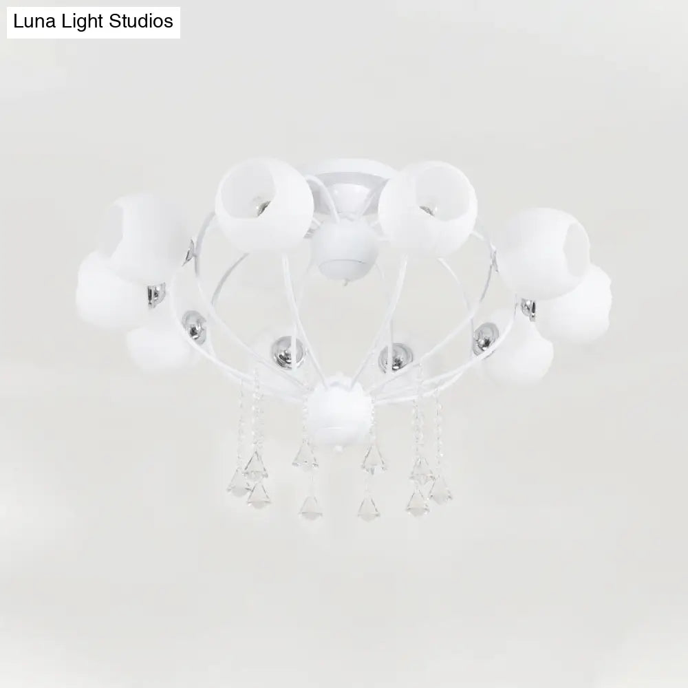 Crystal Drop Globe Ceiling Light Fixture With Rustic Metal And Multiple Heads For Living Room