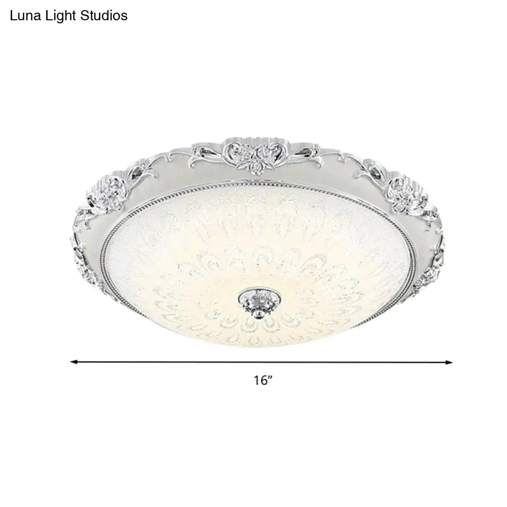 Dome Flush Mount Led Ceiling Light In Modern White Glass - 8’/12’/16’ Wide Gold/Silver Finish