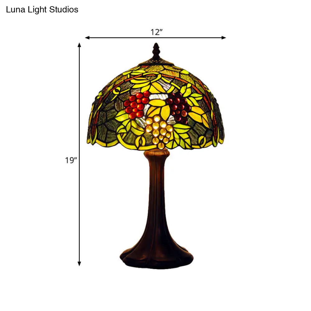 Émilie - Tiffany Single Bronze Finish Green Stained Glass Grapevine Night Light