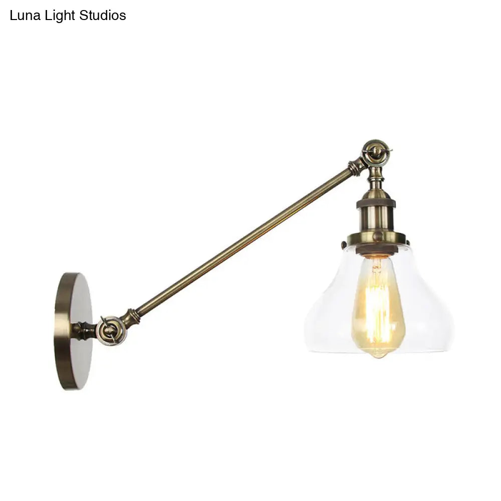 Farmhouse Indoor Sconce With Clear Glass Shade And Adjustable Arm Length