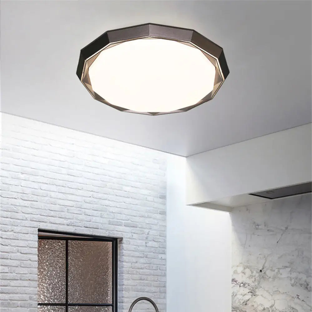 Flush Led Bedroom Ceiling Mount Light With Acrylic Frosted Diffuser - Brown 16/19.5 Dia
