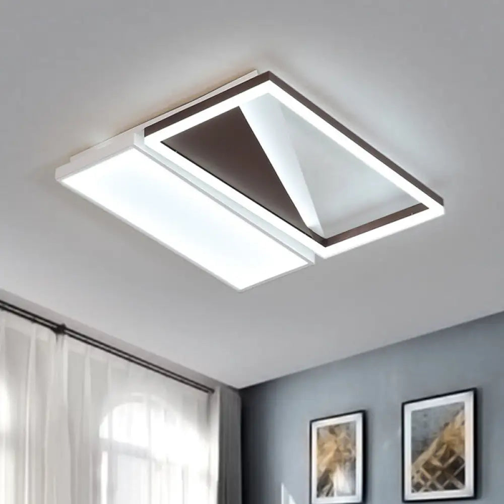 Geometric Led Flush Mount Light Black And White Acrylic Modern Design 18’/21.5 Black - White / 18’