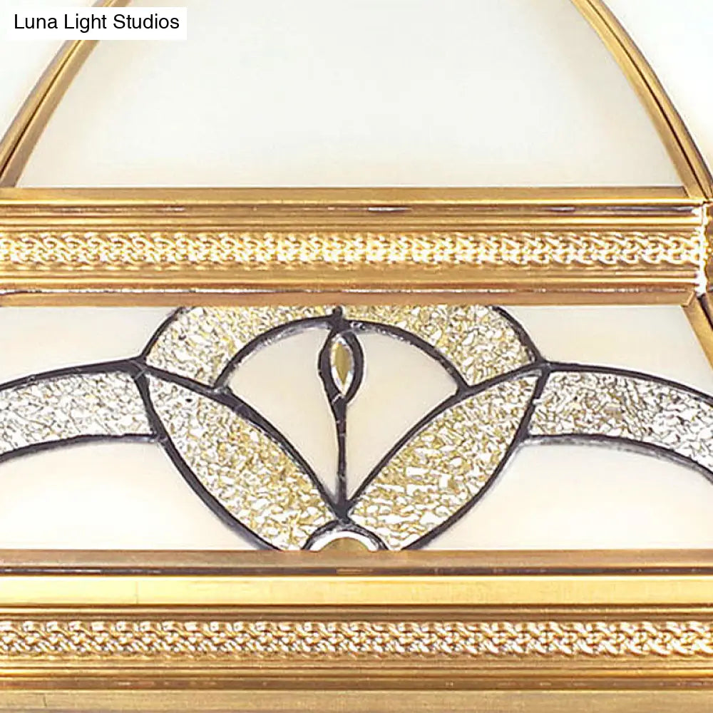 Gold Chandelier Dome With Sandblasted Glass - 6/7 Lights Down Lighting Pendant For Living Room