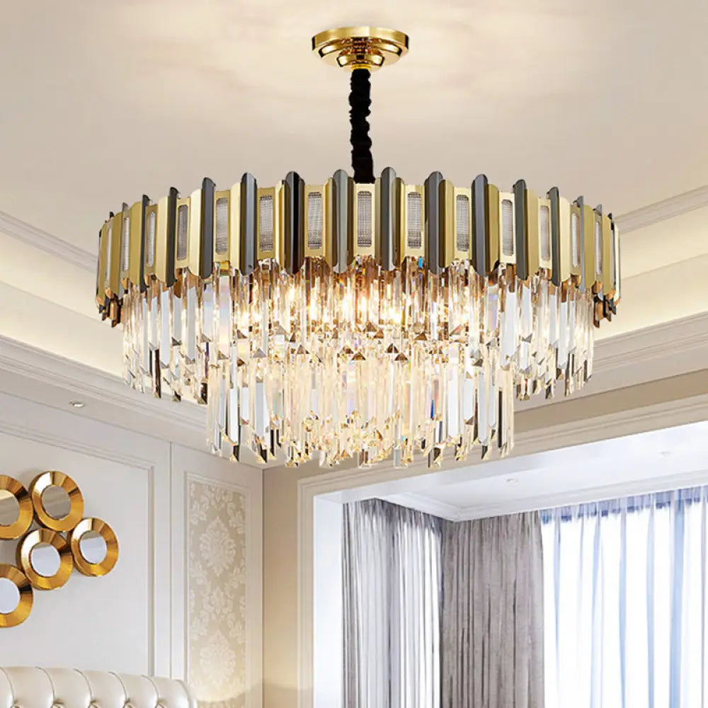 Gold Simplicity Crystal Chandelier Light Fixture For Living Room 21 /