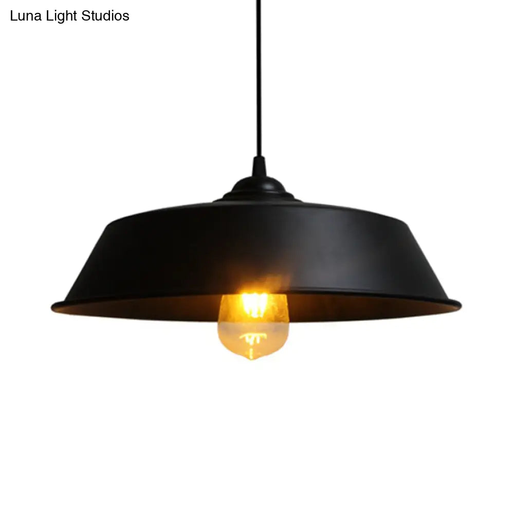 Height Adjustable Farmhouse Barn Pendant Lamp Black/White Metal Hanging Ceiling Light For Bars