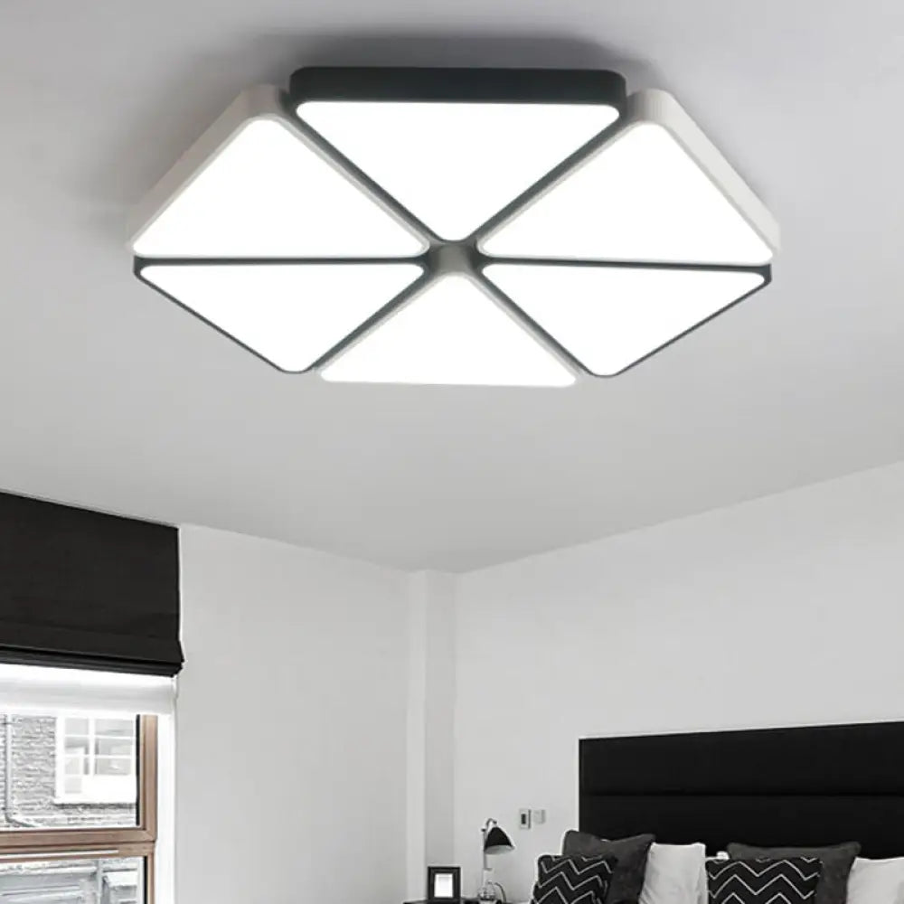 Hexagon Acrylic Led Ceiling Light Fixture - Contemporary Warm/White For Living Room 19.5’/23.5’