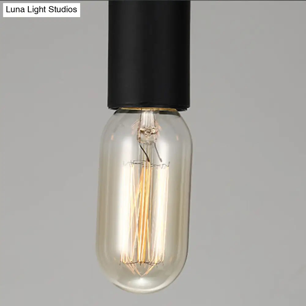 Industrial Hanging Chandelier With Exposed Bulb Design - 7/8 Bulbs Iron Frame Black/Silver Gear