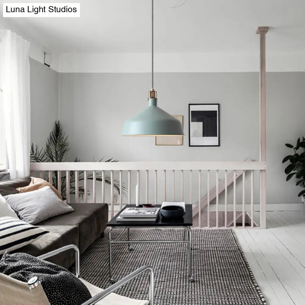 Industrial Style Metal Pendant Light With Adjustable Cord - 1-Light 8.5’/13’ Width Domed