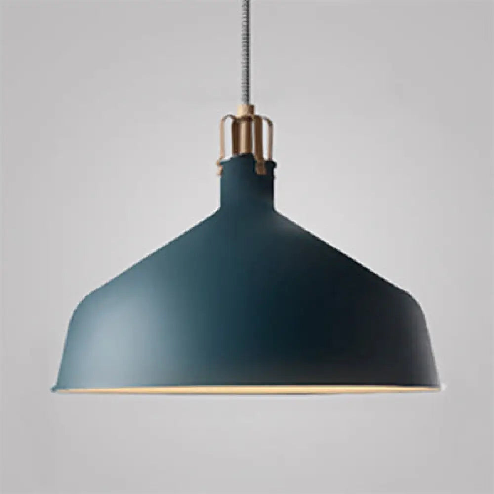 Industrial Style Metal Pendant Light With Adjustable Cord - 1-Light 8.5’/13’ Width Domed
