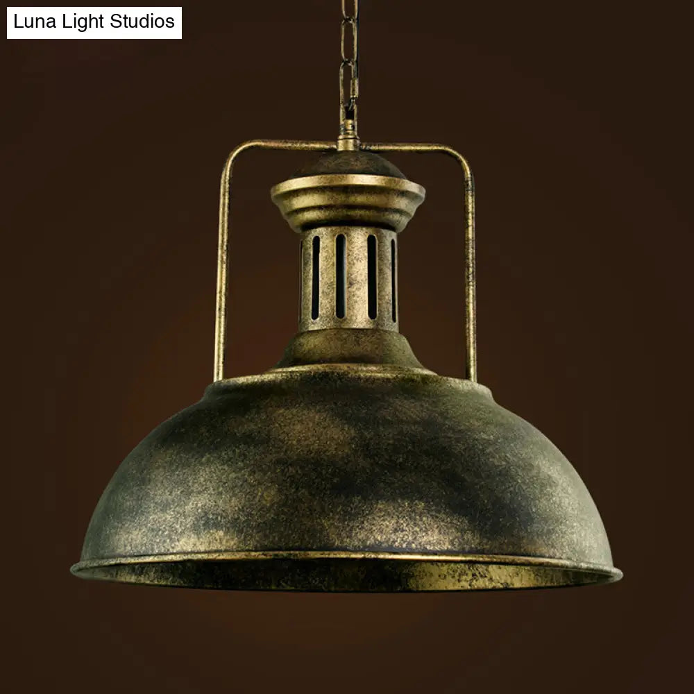 Industrial Stylish Domed Pendant Light In Aged Silver - 13’/16’ Wide Ideal For Dining Room