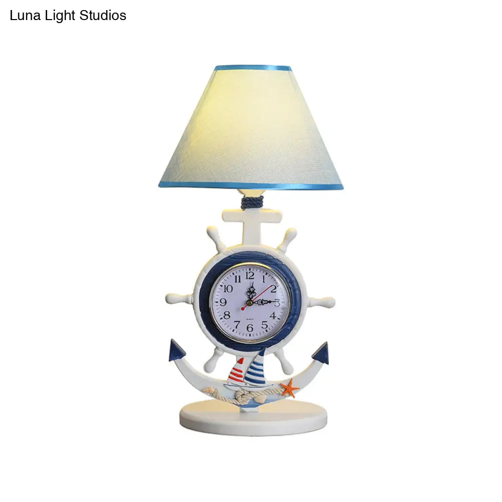 Kids Blue Desk Lamp With Clock Design - 1 Bulb Bedchamber Table Light
(Shorter Title While Still