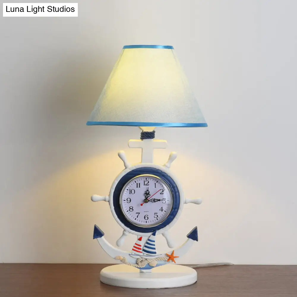 Kids Blue Desk Lamp With Clock Design - 1 Bulb Bedchamber Table Light
(Shorter Title While Still