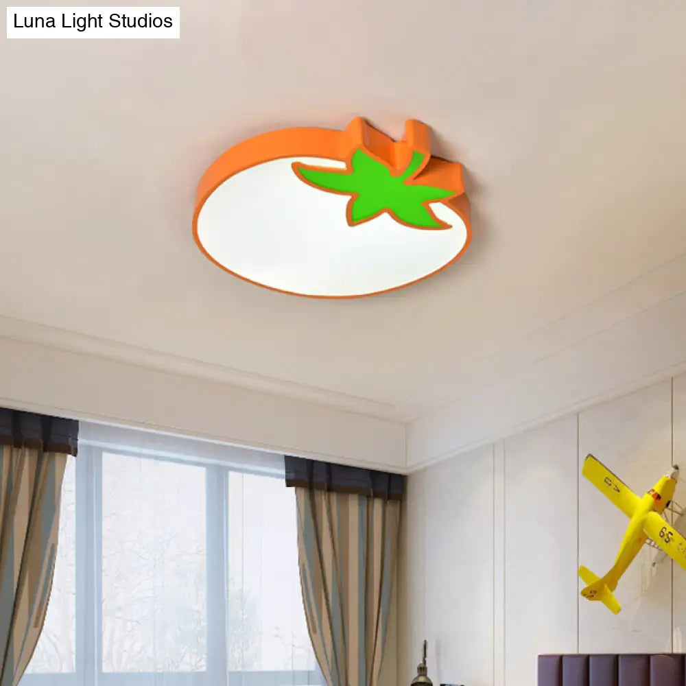 Kid’s Room Cartoon Vegetable Ceiling Mount Led Flush Light In White
