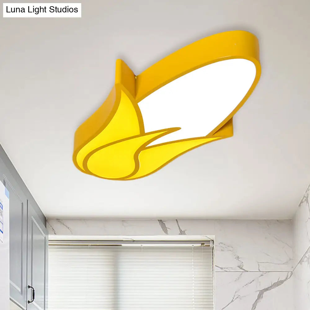 Kid’s Room Cartoon Vegetable Ceiling Mount Led Flush Light In White
