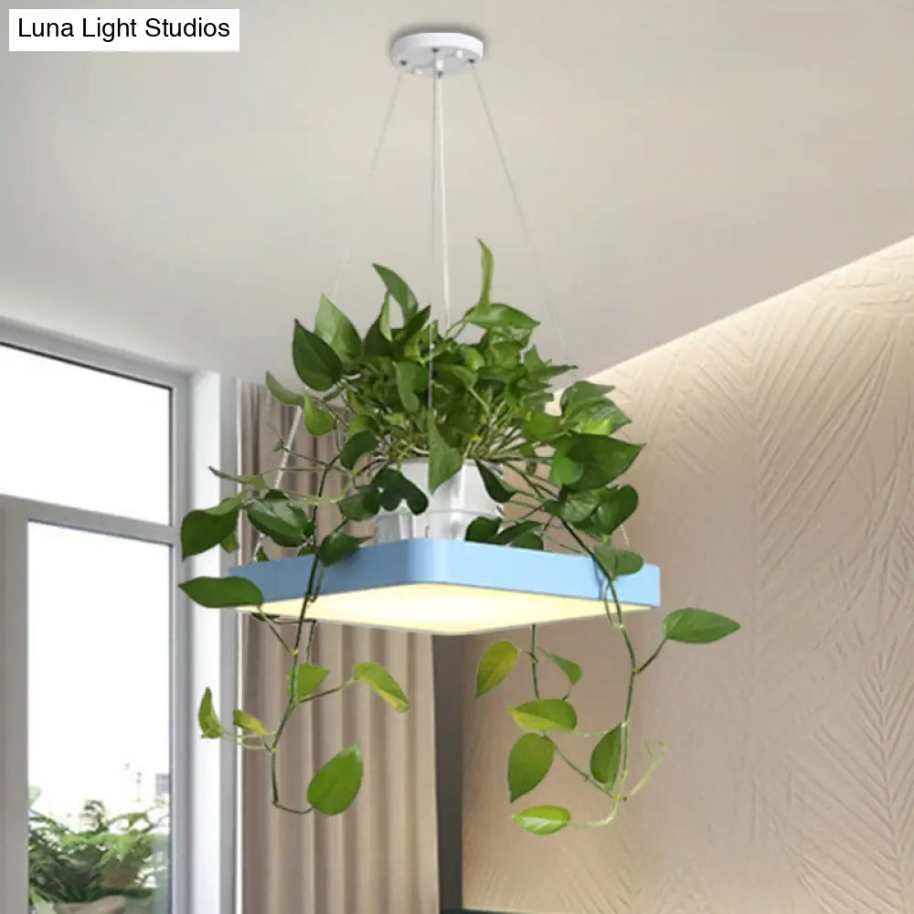 Led Chandelier Light Fixture With Acrylic Shade - Antiqued Style For Dining Room Black/White/Blue