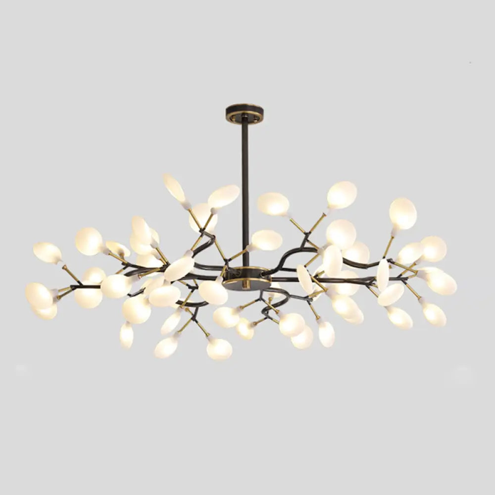 Led Tree Branch Ceiling Light: Postmodern Metallic Chandelier For Living Room 54 / Black B