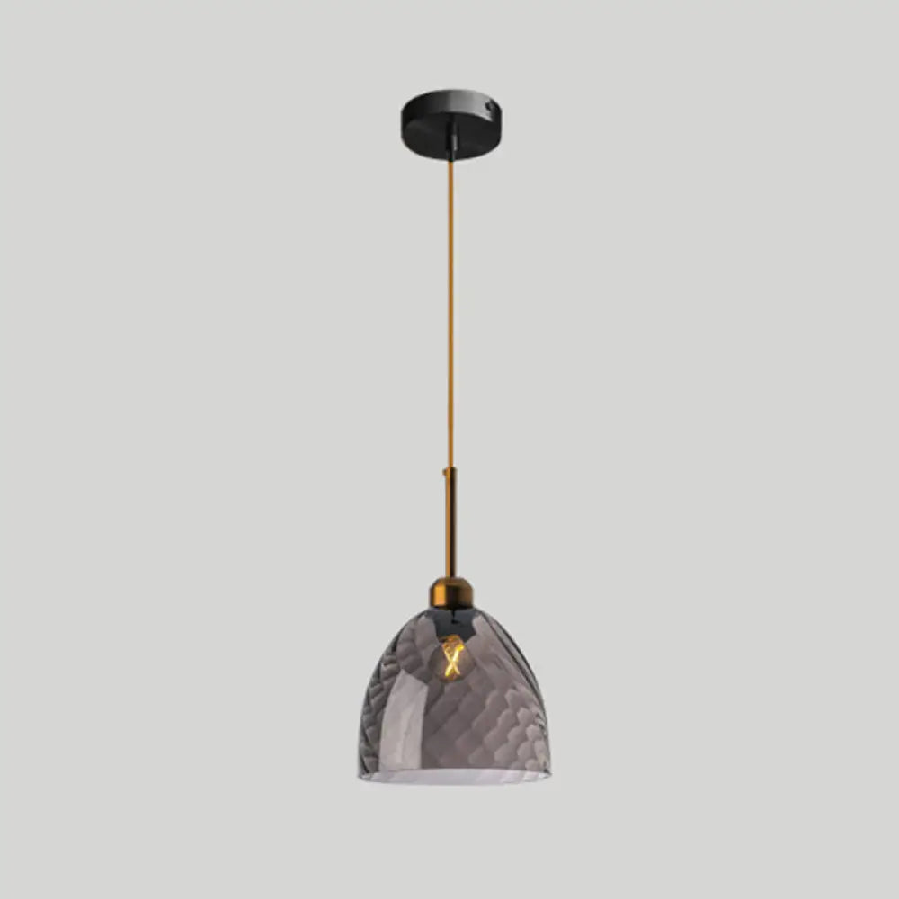 Loft Style Twisted Glass Hanging Lamp: Round Ceiling Light Fixture With 1 Bulb For Dining Room