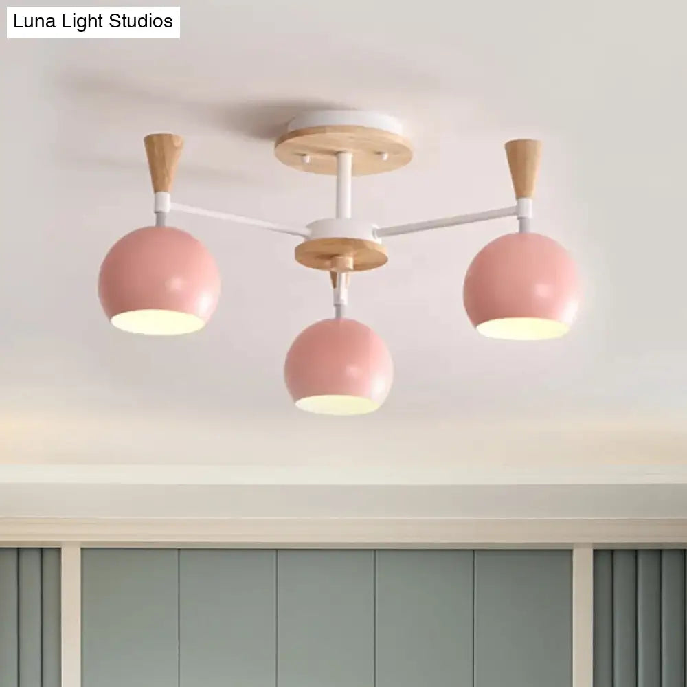 Macaron 3/6/8 - Light Acrylic Dome Ceiling Lamp - Pink/Yellow/Blue Semi Flush Pendant