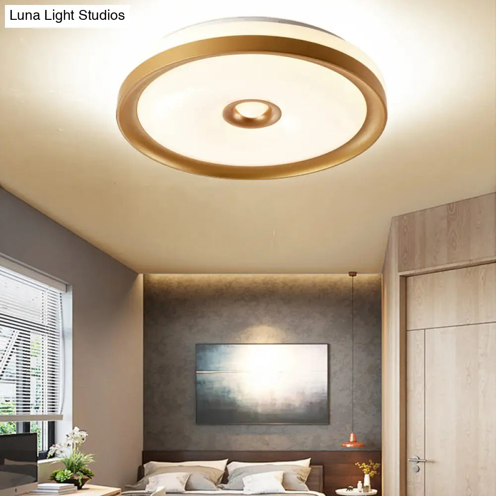 Macaron Flush Mount Led Ceiling Lamp - Grey/Pink/Brown Round Design With High Penetrated Acrylic