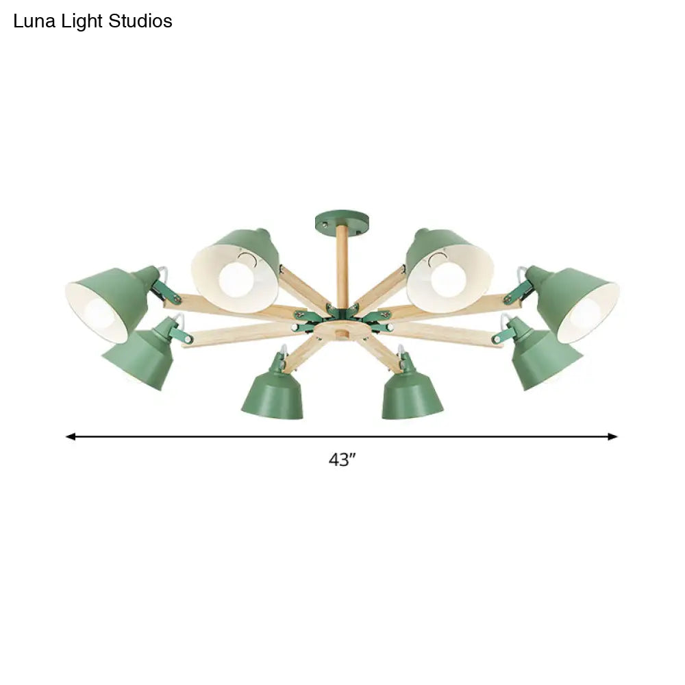Macaron Multi-Head Metal Bucket Chandelier: Playful Hanging Light For Kindergarten