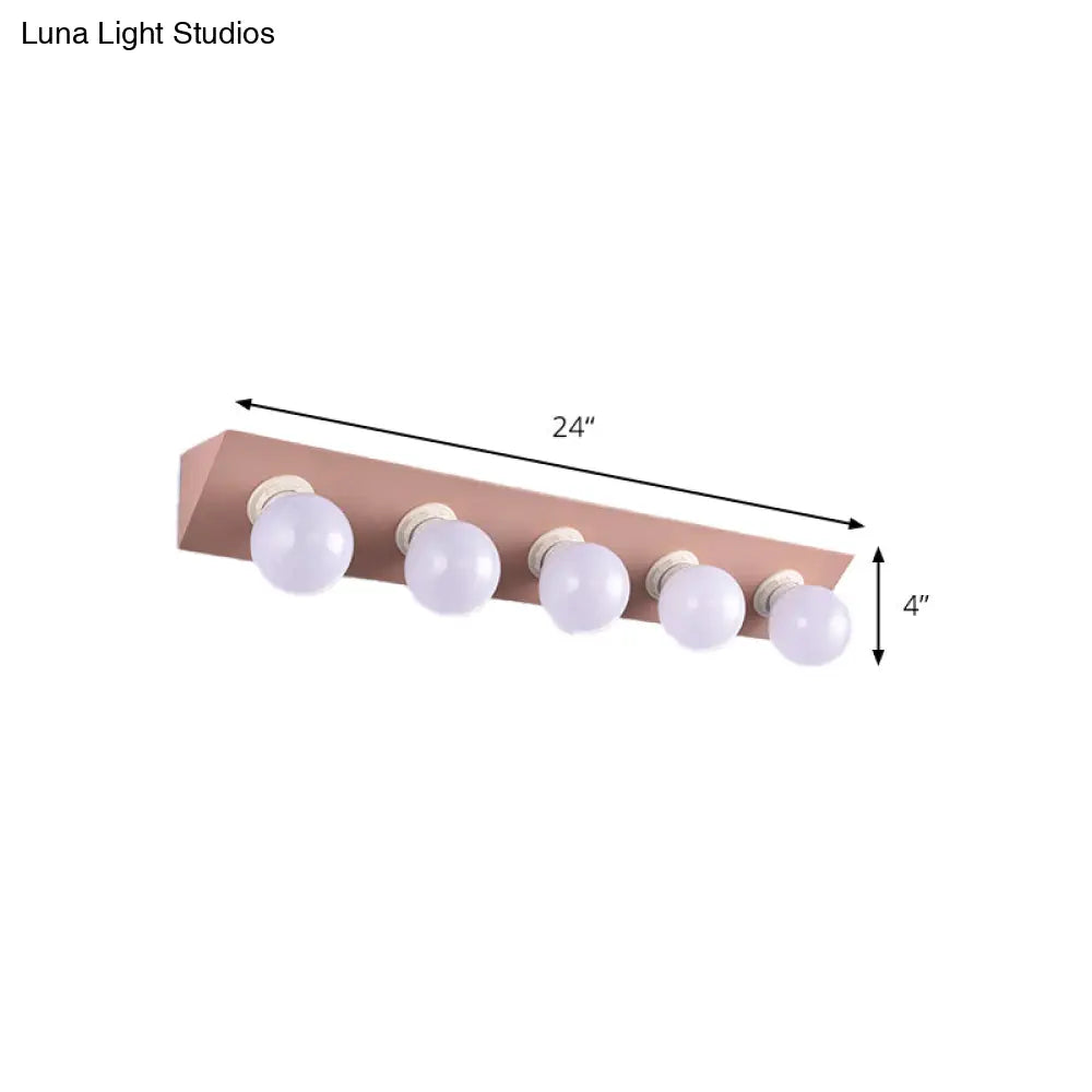 Macaron Style 5-Light Metal Vanity Sconce In Pink/Yellow - Brighten Up Your Walls