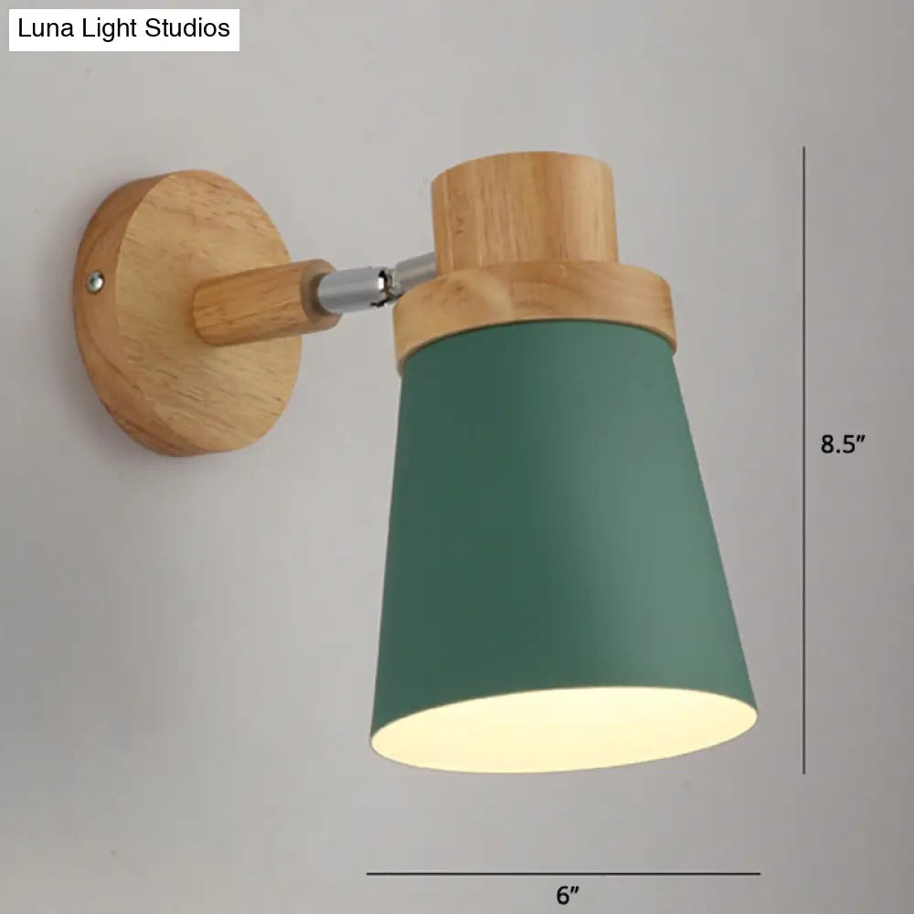Macaron Style Rotatable Shade Wall Mounted Reading Light - 1-Light Metal Lamp For Bedroom