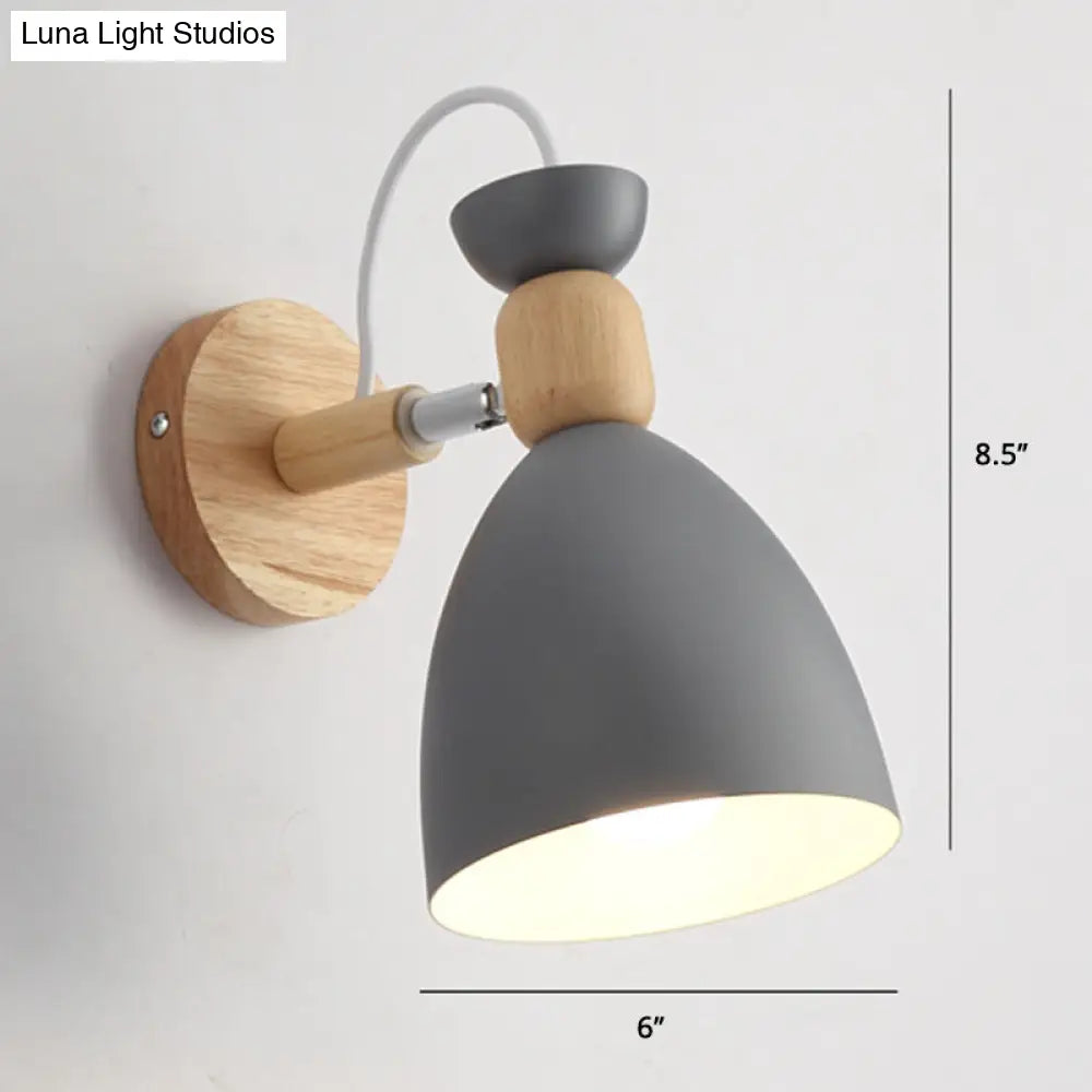 Macaron Style Rotatable Shade Wall Mounted Reading Light - 1-Light Metal Lamp For Bedroom